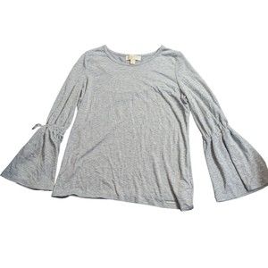 Michael Kors Long Sleeve Bell Sleeve Top Blouse Gray Women's Medium
